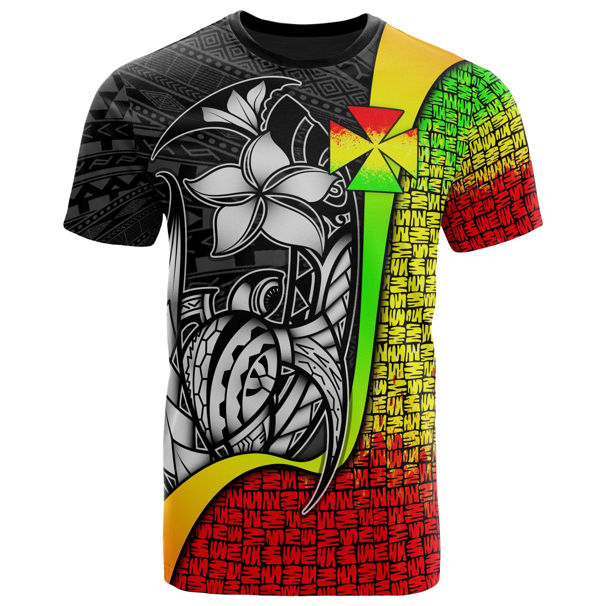 Wallis and Futuna Polynesian T Shirt Reggae Turtle with Hook Unisex Reggae - Polynesian Pride