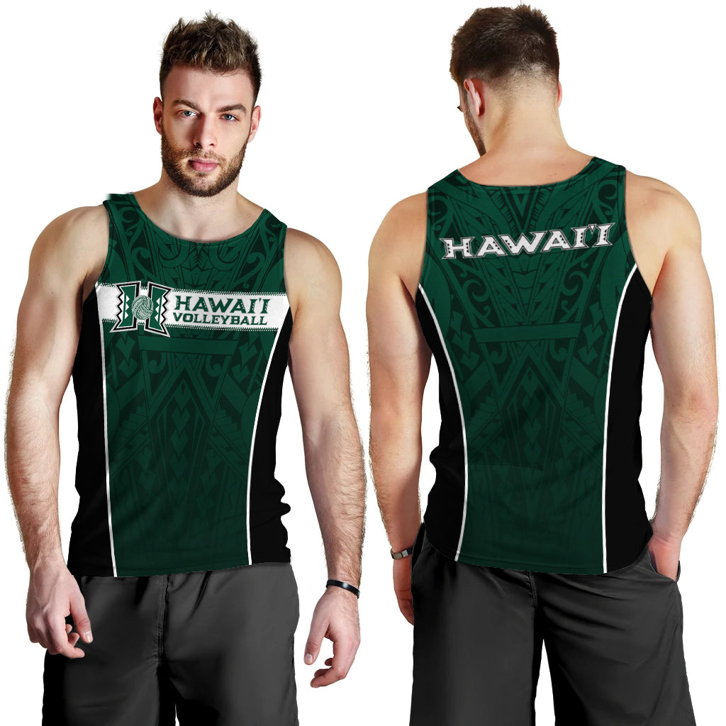 Hawaii Volleyball Green Warrior Men Tank Top - LT2 GREEN - Polynesian Pride