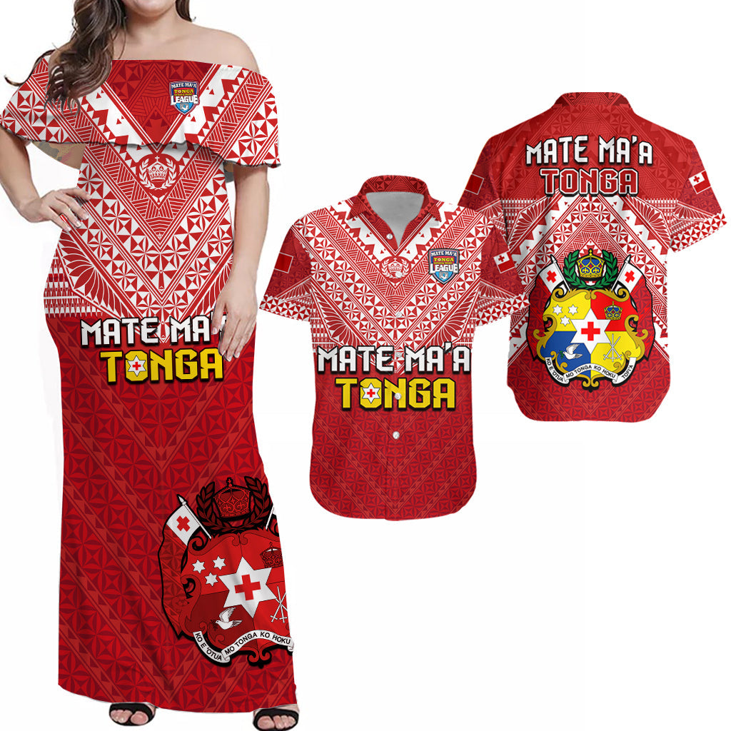 MMT Tonga Rugby Matching Dress and Hawaiian Shirt Ngatu Mate Maa Tonga Special LT13 Red - Polynesian Pride