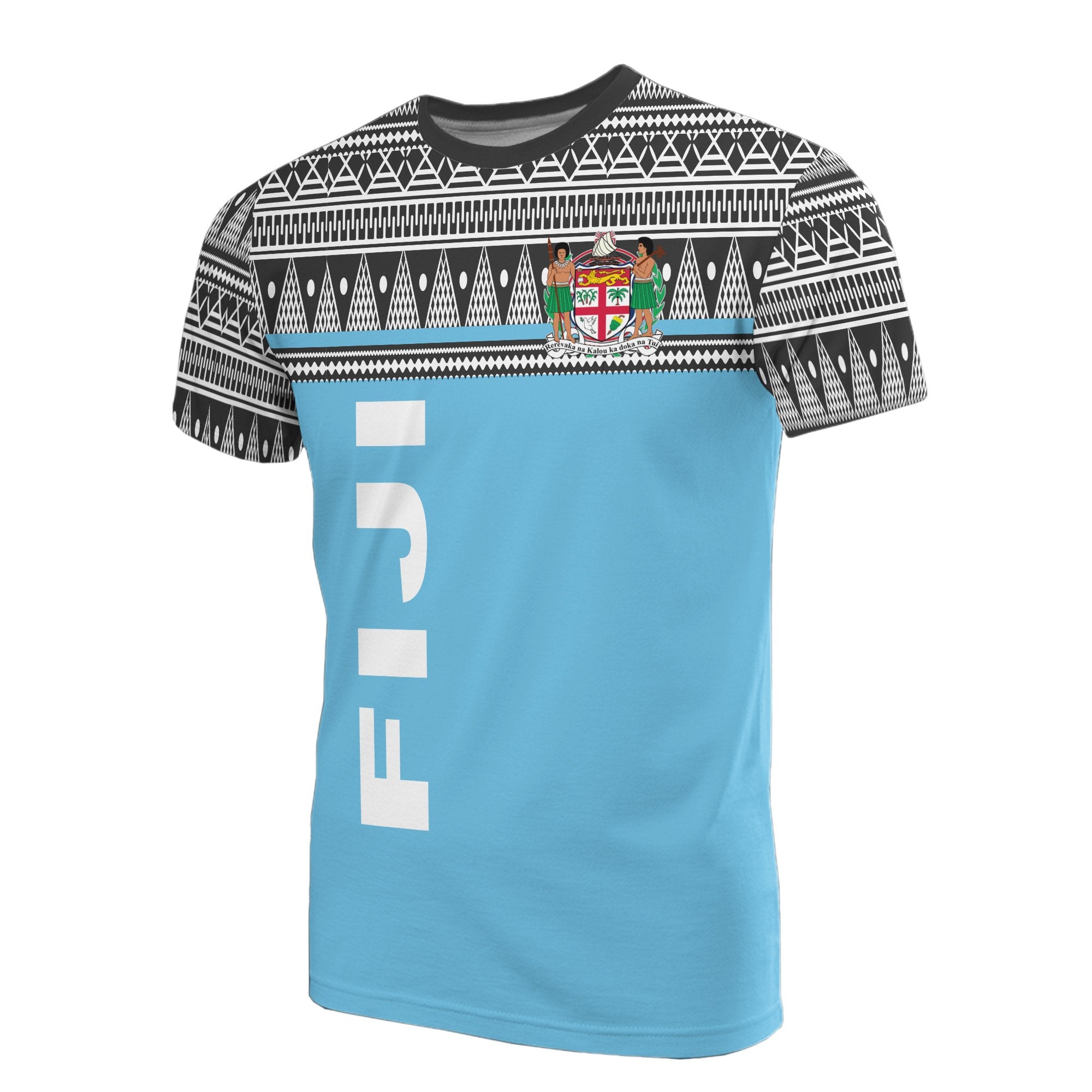 Fiji All Over T Shirt Fiji Coat of Arms Polynesian Horizontal Style Unisex Blue - Polynesian Pride