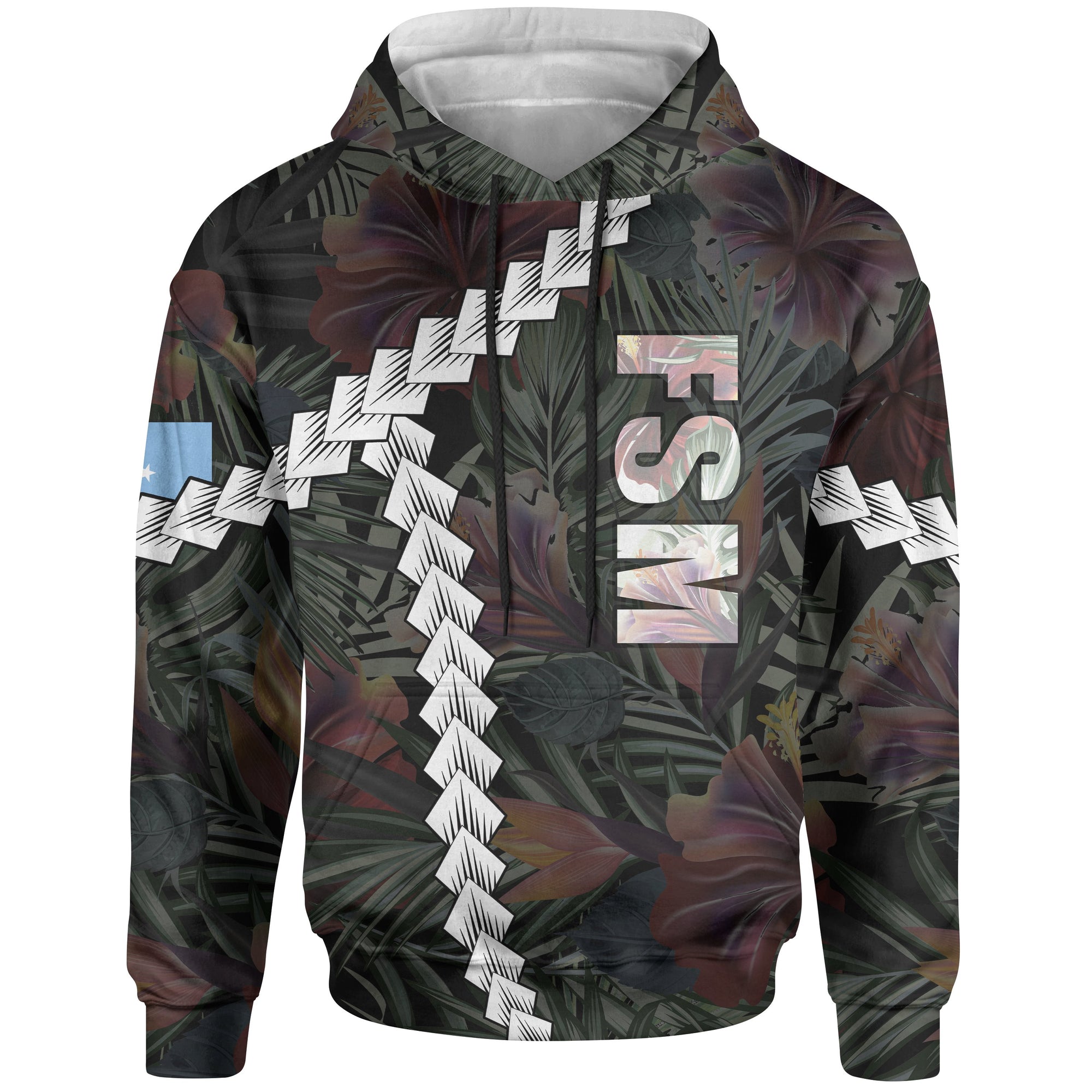 Federated States of Micronesia Hoodie Chain Polynesian Unisex BLACK - Polynesian Pride
