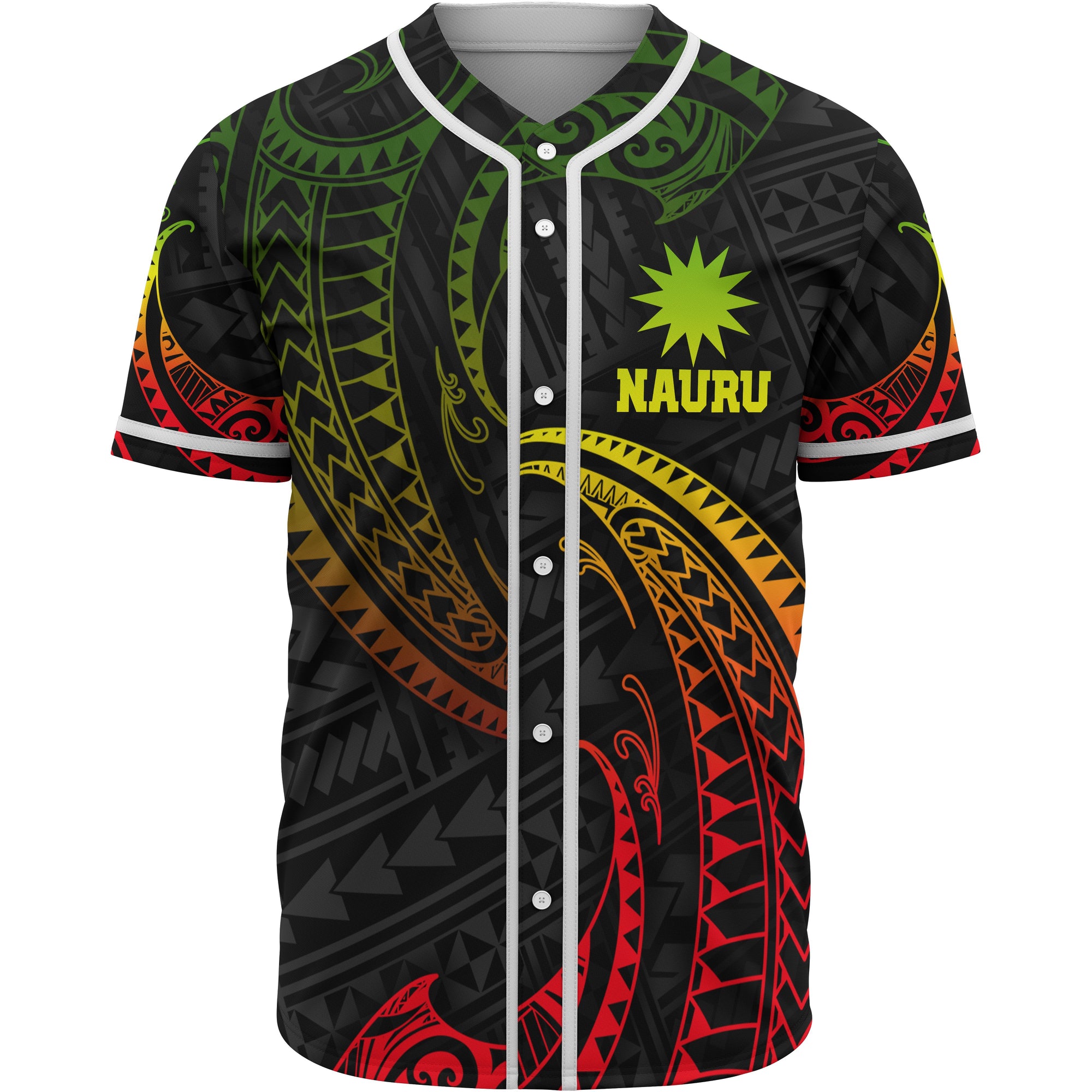 Nauru Polynesian Baseball Shirt - Reggae Tribal Wave Unisex Reggae - Polynesian Pride