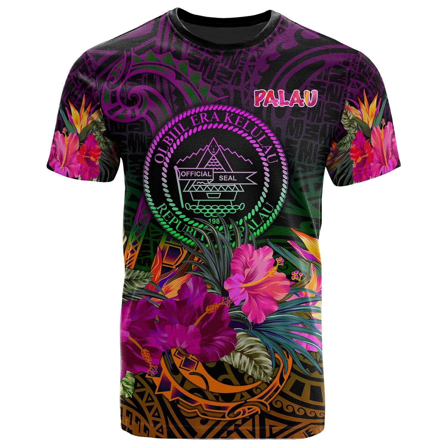 Palau T Shirt Summer Hibiscus Unisex Reggae - Polynesian Pride