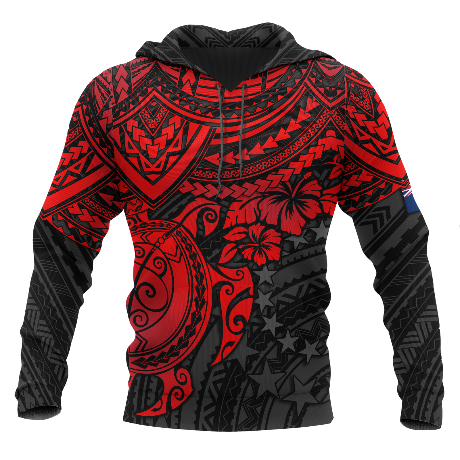 Cook Islands Polynesian Hoodie Red Turtle Unisex Red - Polynesian Pride