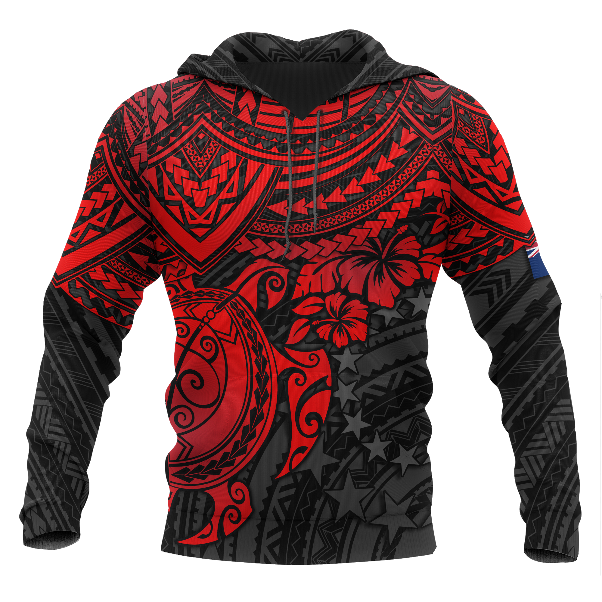 Cook Islands Polynesian Hoodie Red Turtle Unisex Red - Polynesian Pride