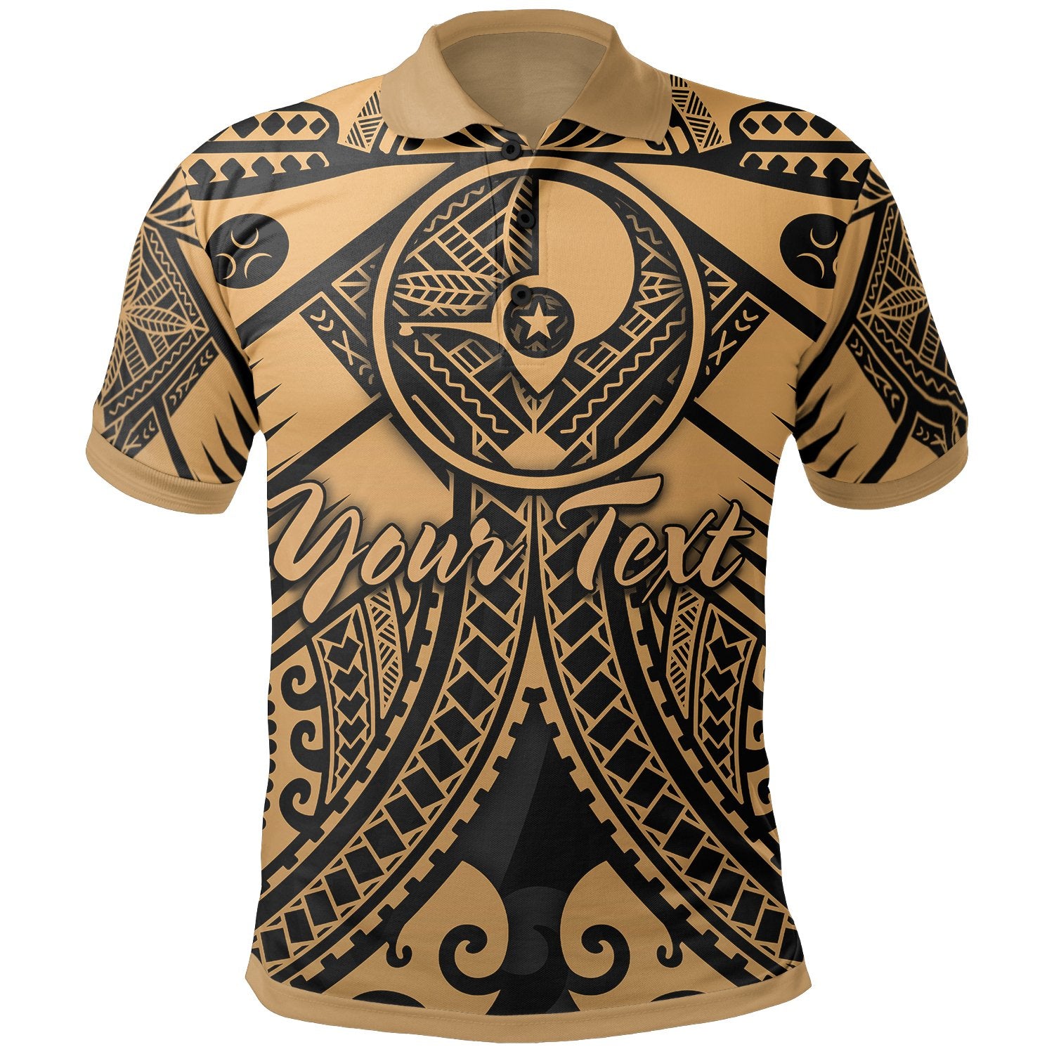 Yap Custom Polo Shirt Gold Seal with Polynesian Tattoo Unisex Gold - Polynesian Pride