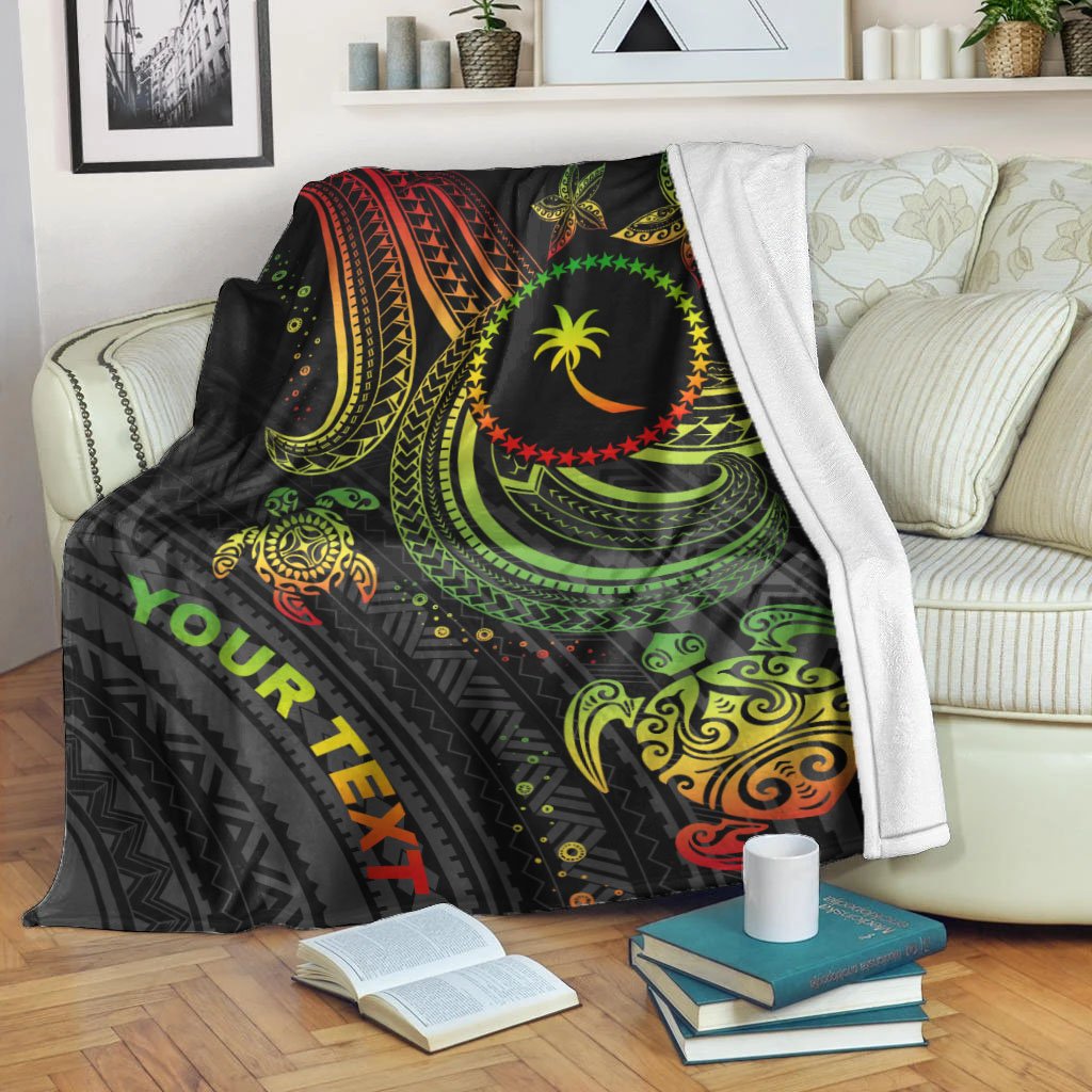 Chuuk Custom Personalised Premium Blanket - Reggae Turtle White - Polynesian Pride