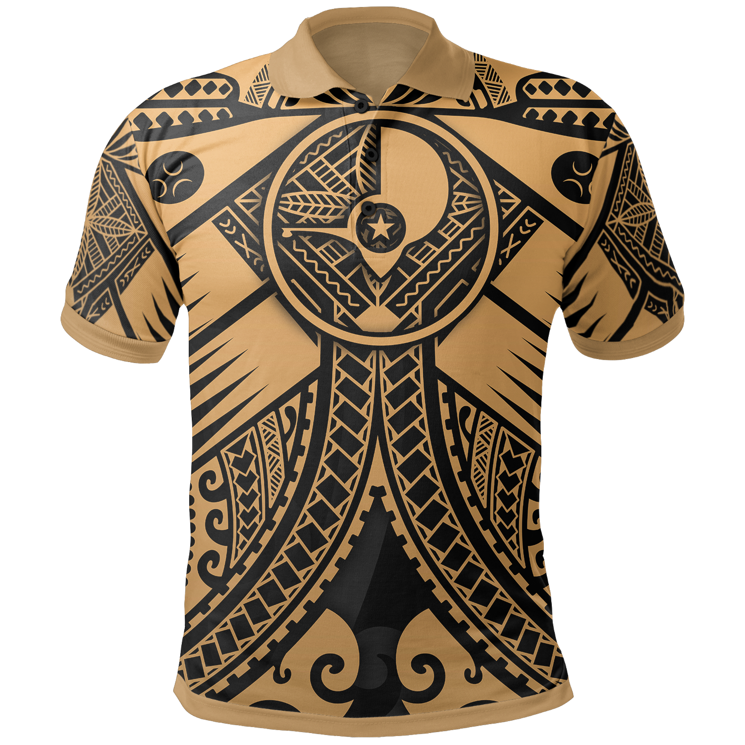 YAP Polo Shirt Gold Seal with Polynesian Tattoo Unisex Gold - Polynesian Pride