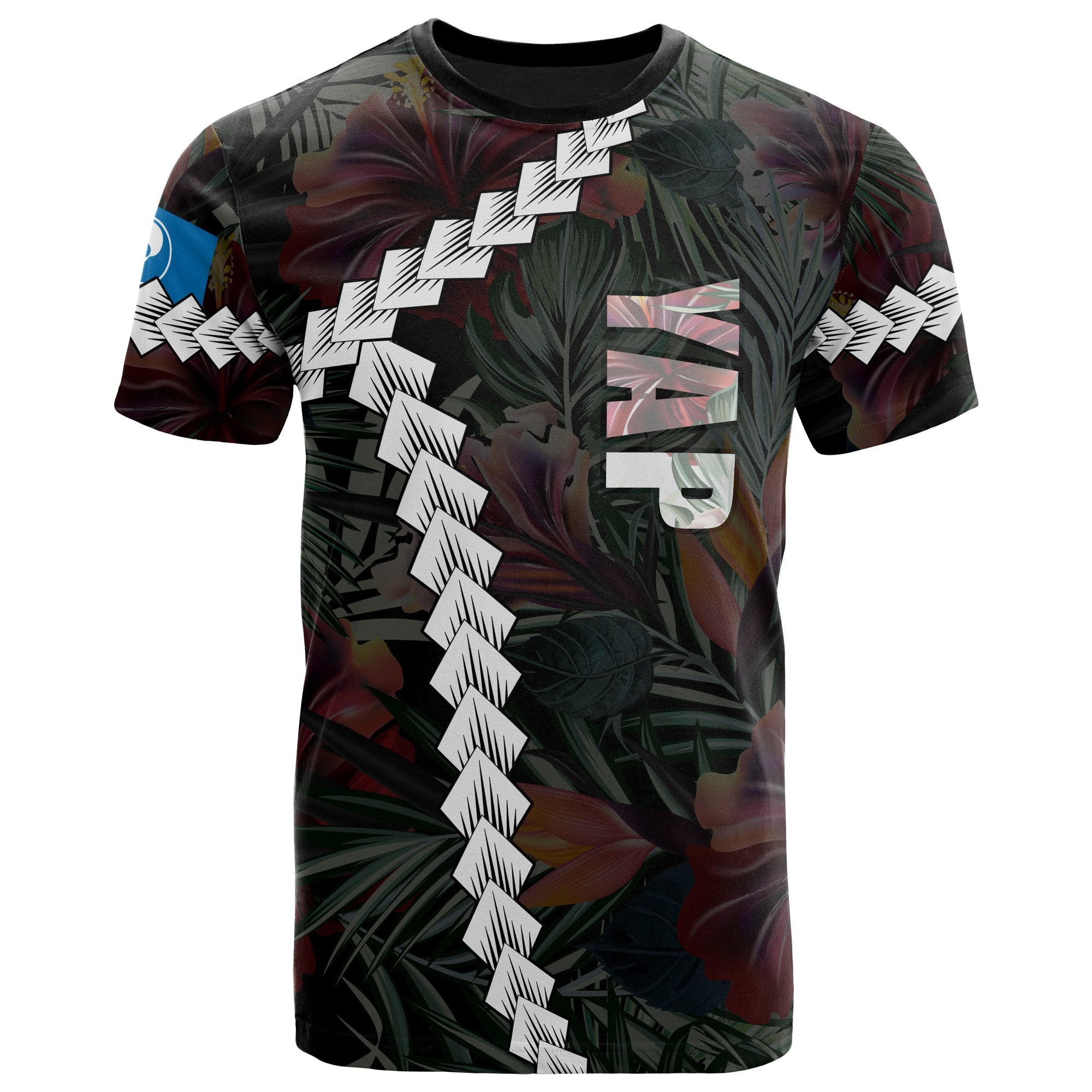 Yap Micronesian T Shirt Chain Polynesian Unisex BLACK - Polynesian Pride