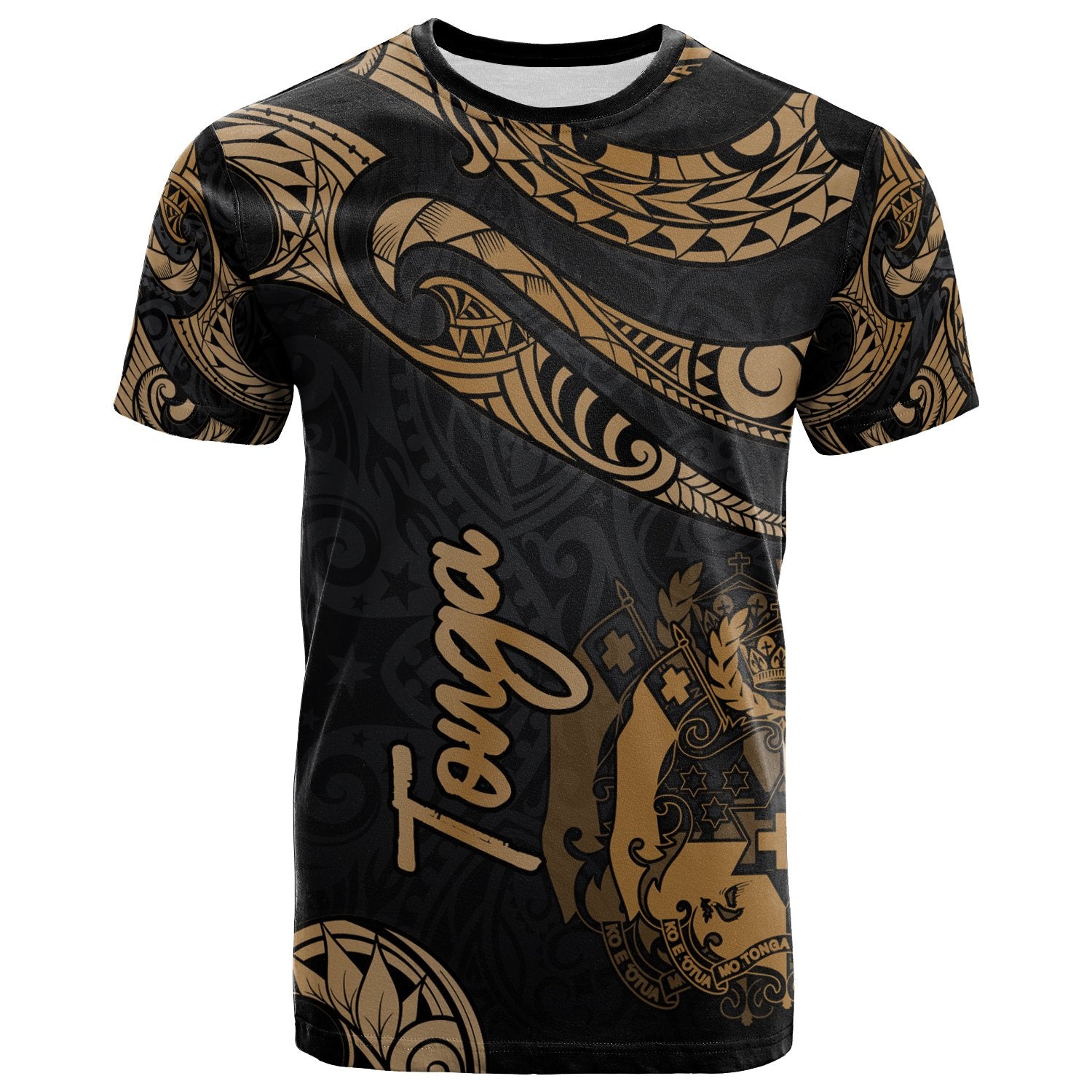 Tonga Polynesian T Shirt Polynesian Tattoo Gold Version Unisex Art - Polynesian Pride