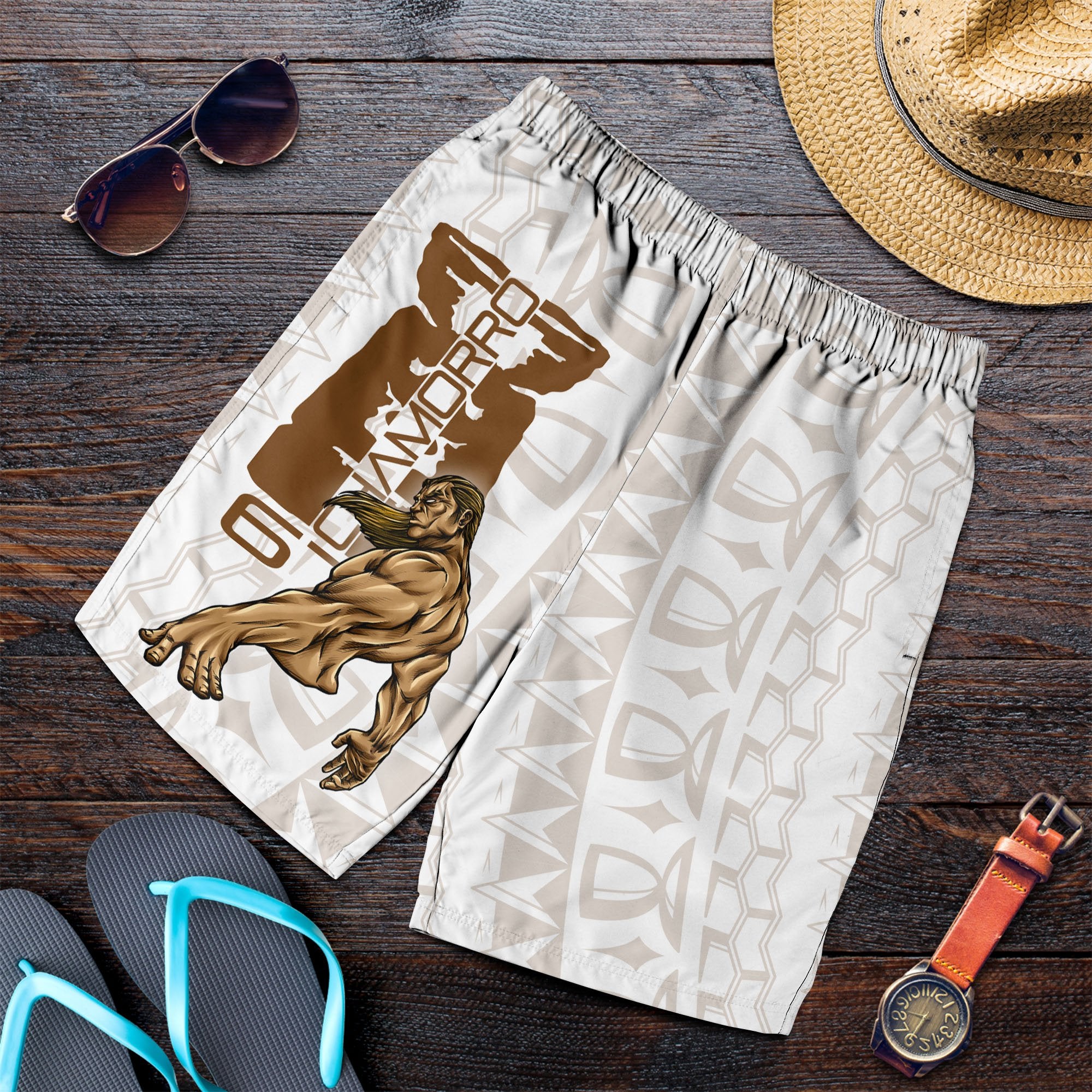 Guam Men's Shorts - Chamorro With Puntan Brown - Polynesian Pride