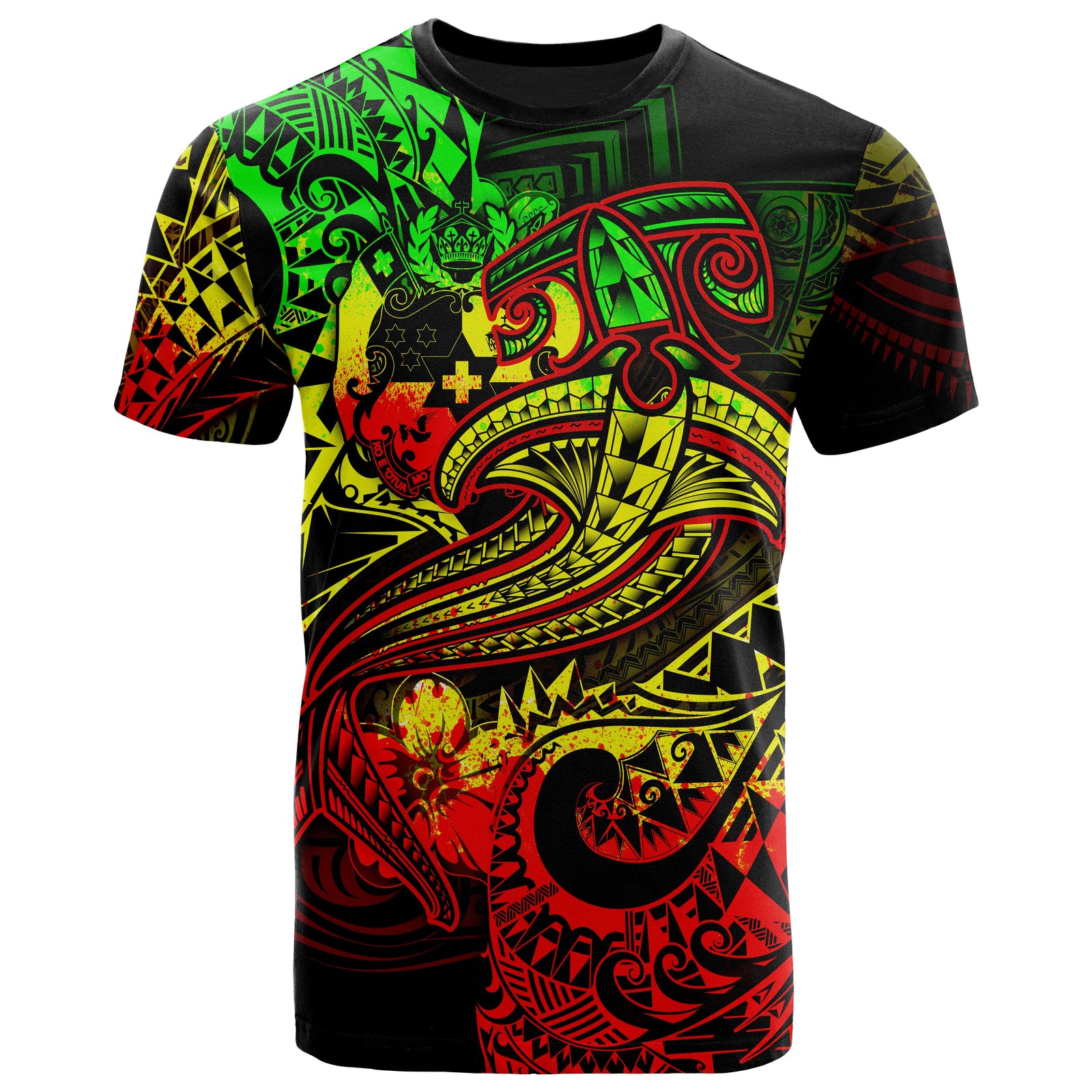 Tonga T Shirt Reggae Shark Polynesian Tattoo Unisex Red - Polynesian Pride
