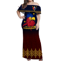 Sigma Gamma Rho Girl Art Off Shoulder Long Dress - LT12 Long Dress Red - Polynesian Pride