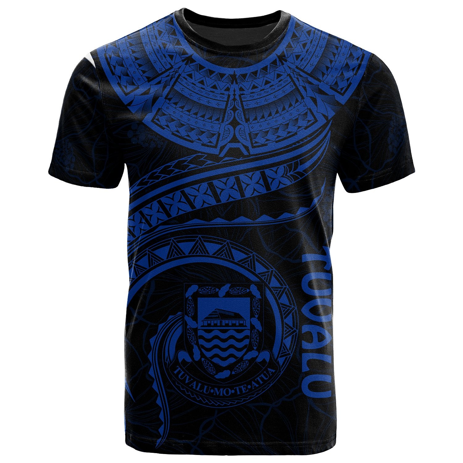 Tuvalu Polynesian T Shirt Tuvaluan Waves (Blue) Unisex Blue - Polynesian Pride