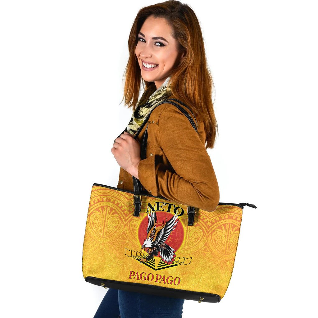 American Samoa Leather Tote - Pago Pago Aeto (Ver 2) Yellow - Polynesian Pride