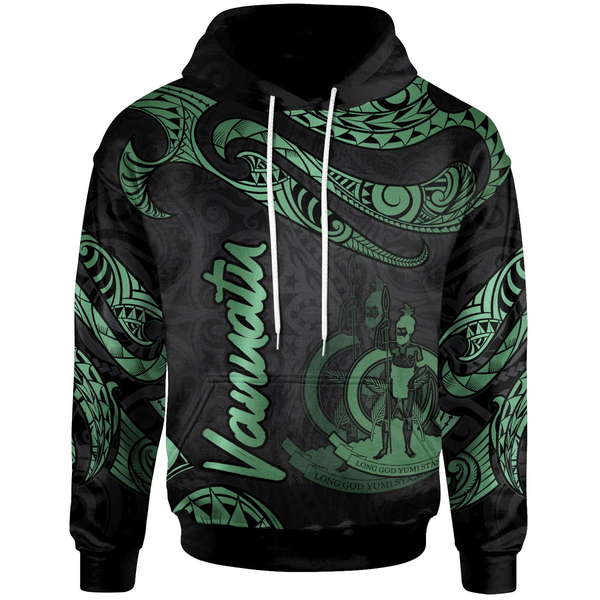Vanuatu Hoodie Polynesian Tattoo Green Version Unisex Green - Polynesian Pride