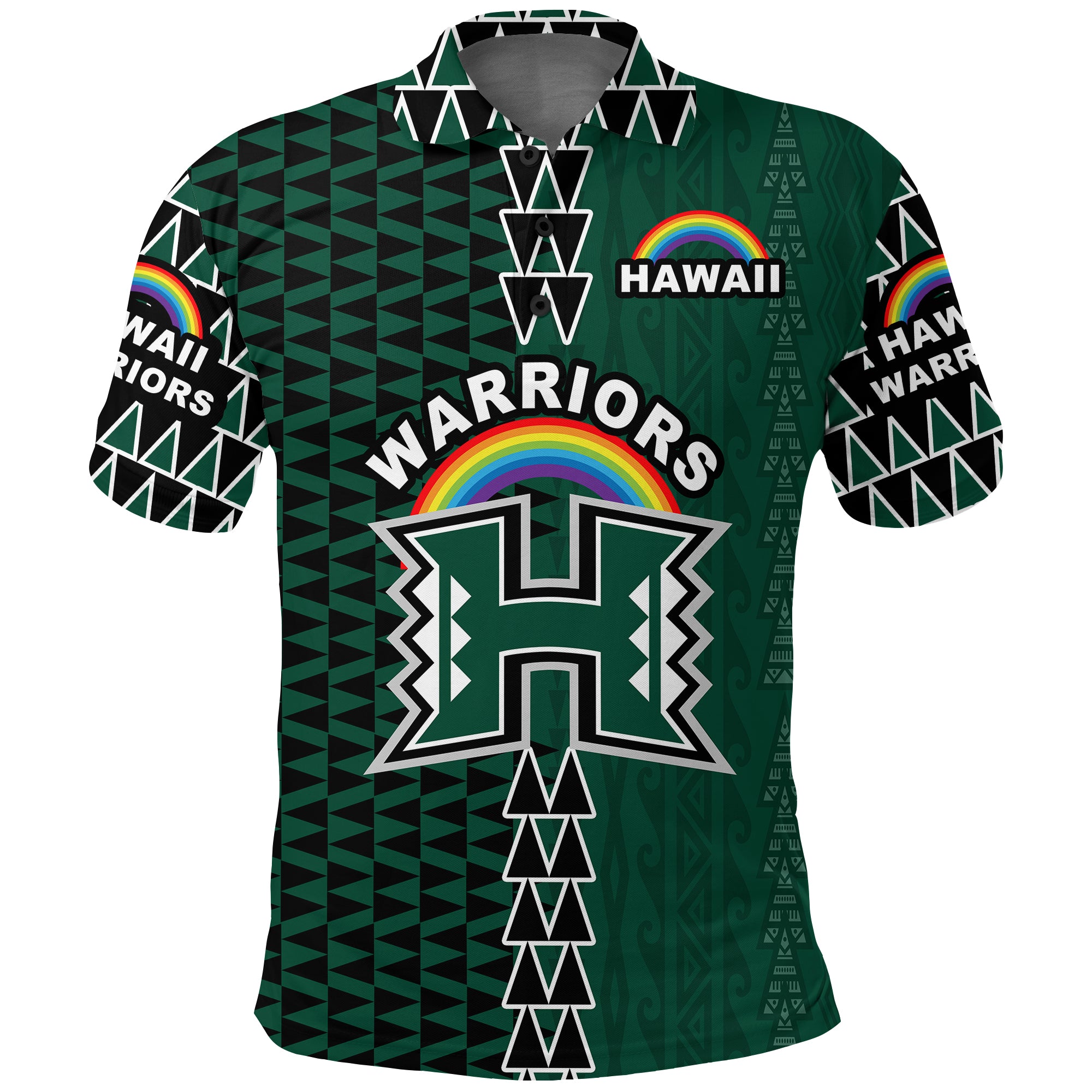 Hawaii Rainbow Warriors Football 2021 Polo Shirt LT20 Unisex Green - Polynesian Pride