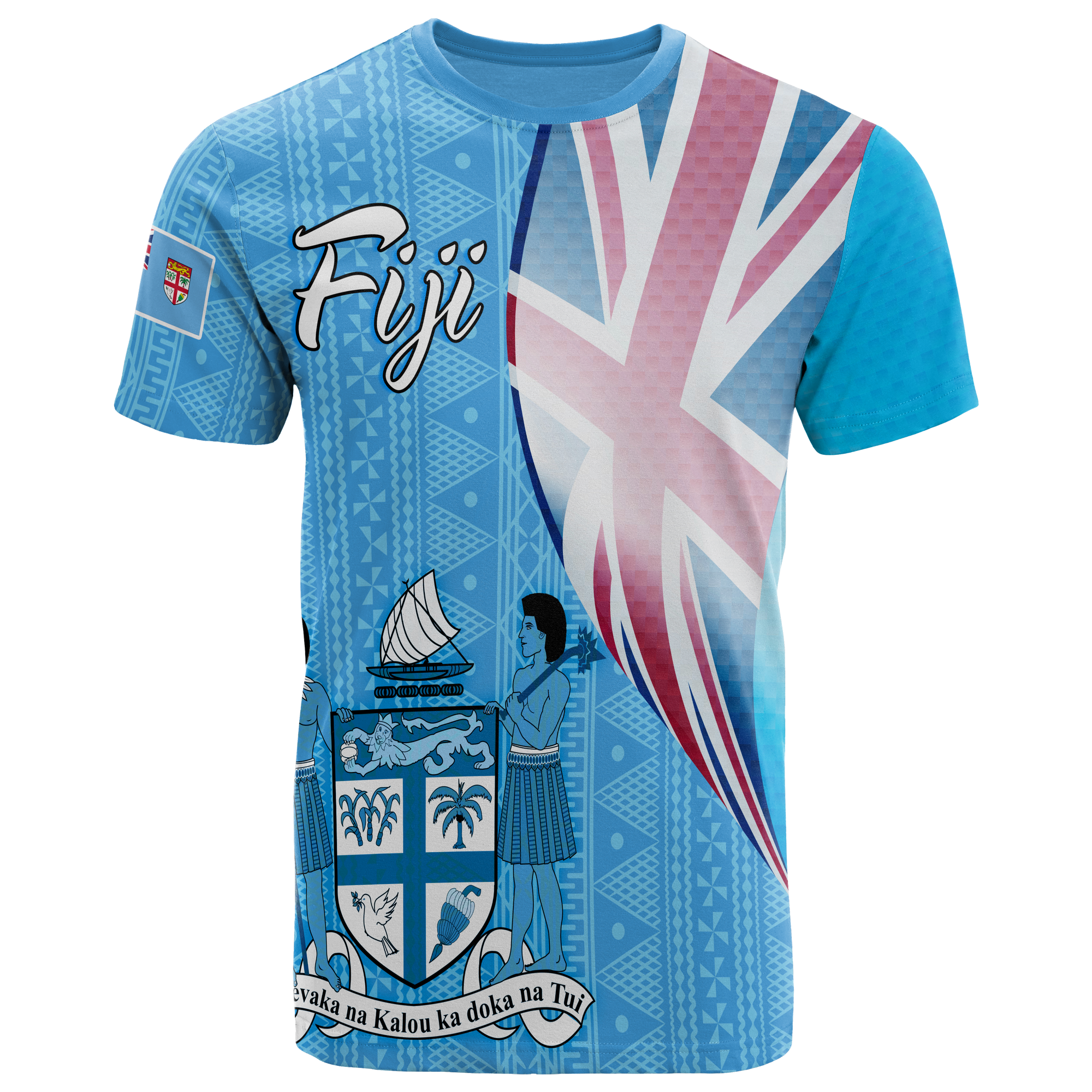 Fiji Polynesian T Shirt Fijian Flag Unisex Blue - Polynesian Pride