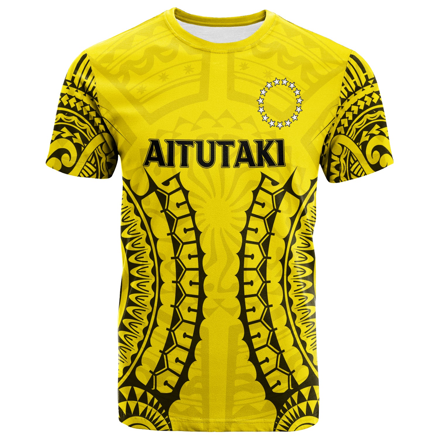 Cook Islands Aitutaki T Shirt Tribal Pattern LT12 Unisex Yellow - Polynesian Pride