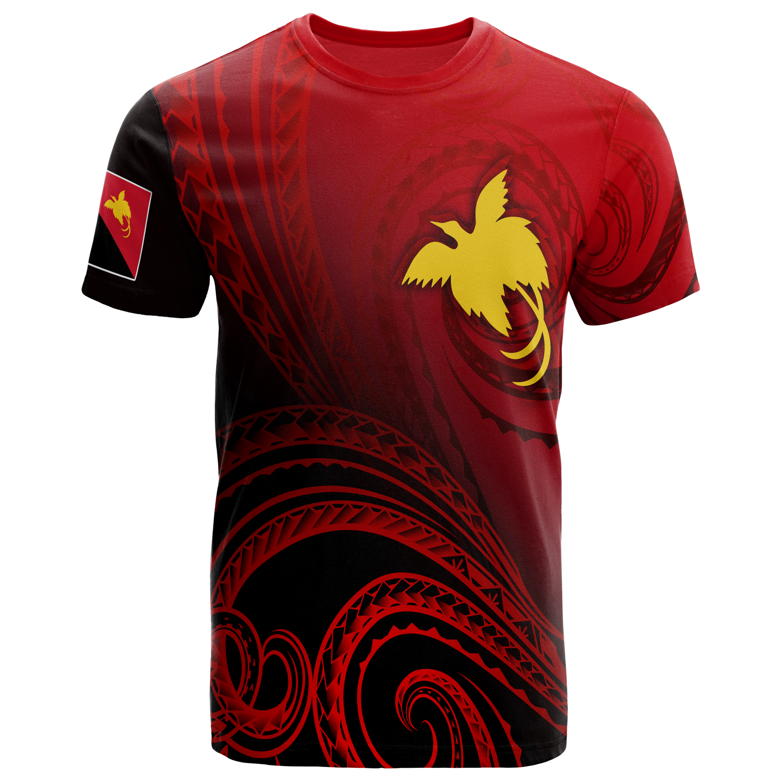Papua New Guinea T Shirts Raggiana Bird of Paradise Polynesian Patterns Unisex Red - Polynesian Pride