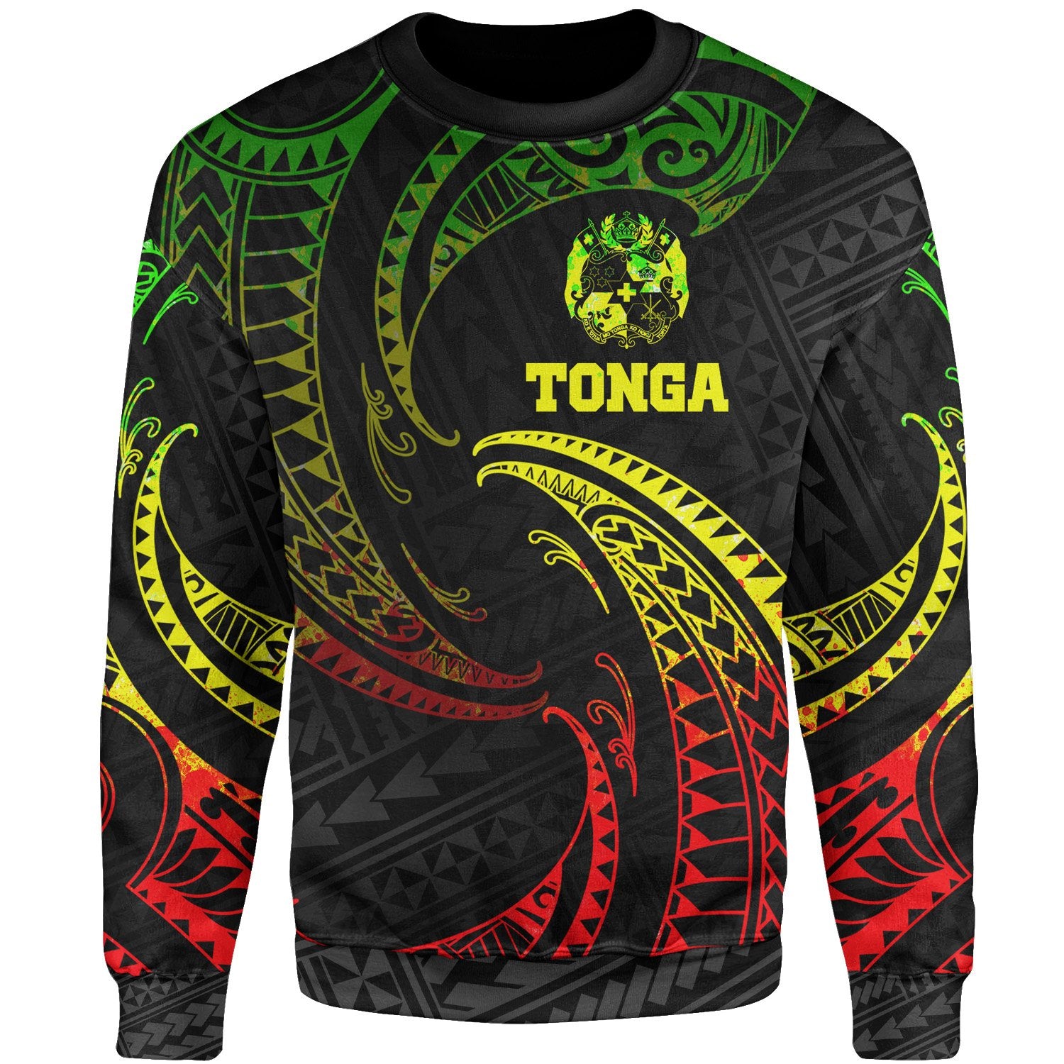 Tonga Polynesian Sweater - Reggae Tribal Wave Unisex Reggae - Polynesian Pride