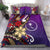 Chuuk Bedding Set - Tribal Flower With Special Turtles Purple Color Purple - Polynesian Pride