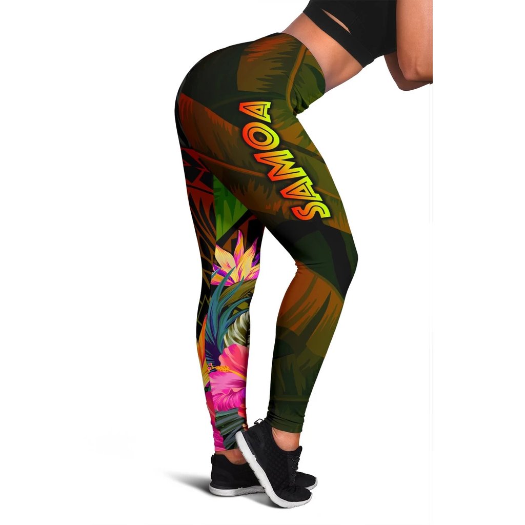 Samoa Polynesian Women's Leggings - Hibiscus and Banana Leaves Reggae - Polynesian Pride