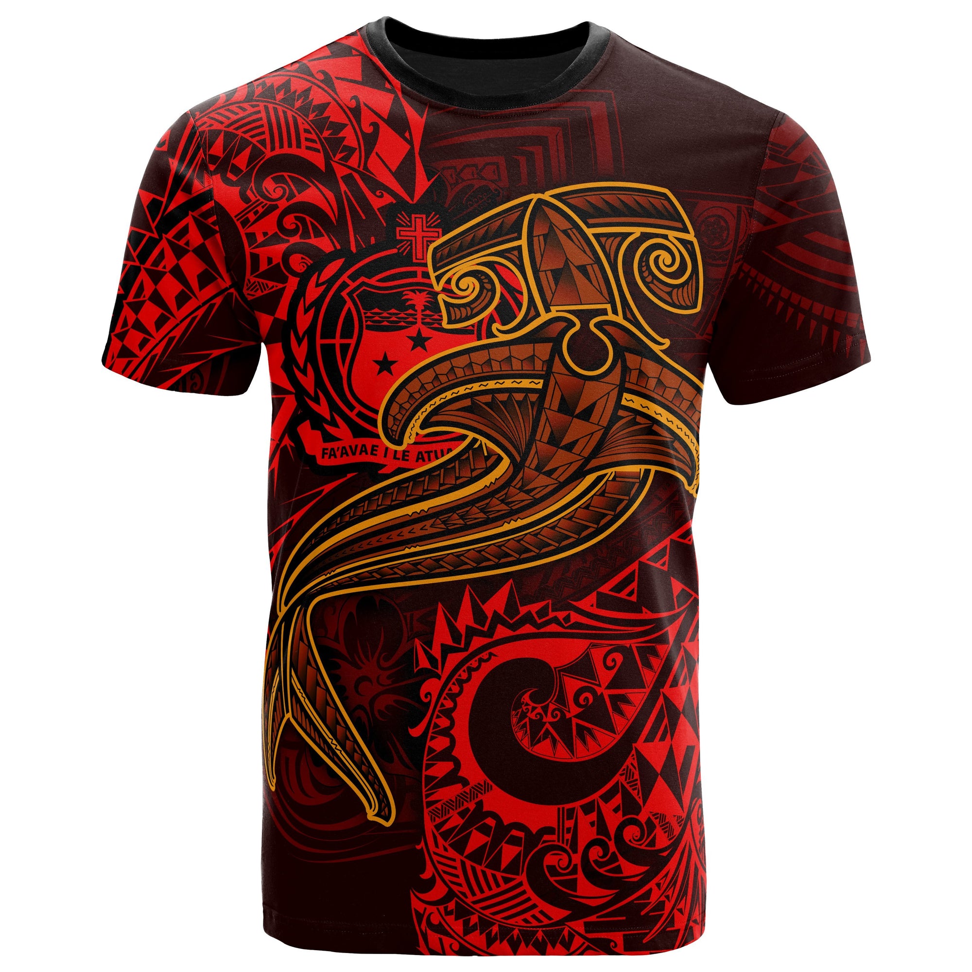 Samoa T Shirt Red Shark Polynesian Tattoo Unisex Red - Polynesian Pride