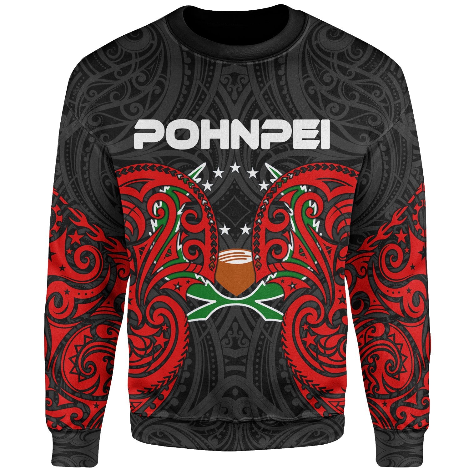 Pohnpei Polynesian Sweater - Spirit Style Unisex Black - Polynesian Pride