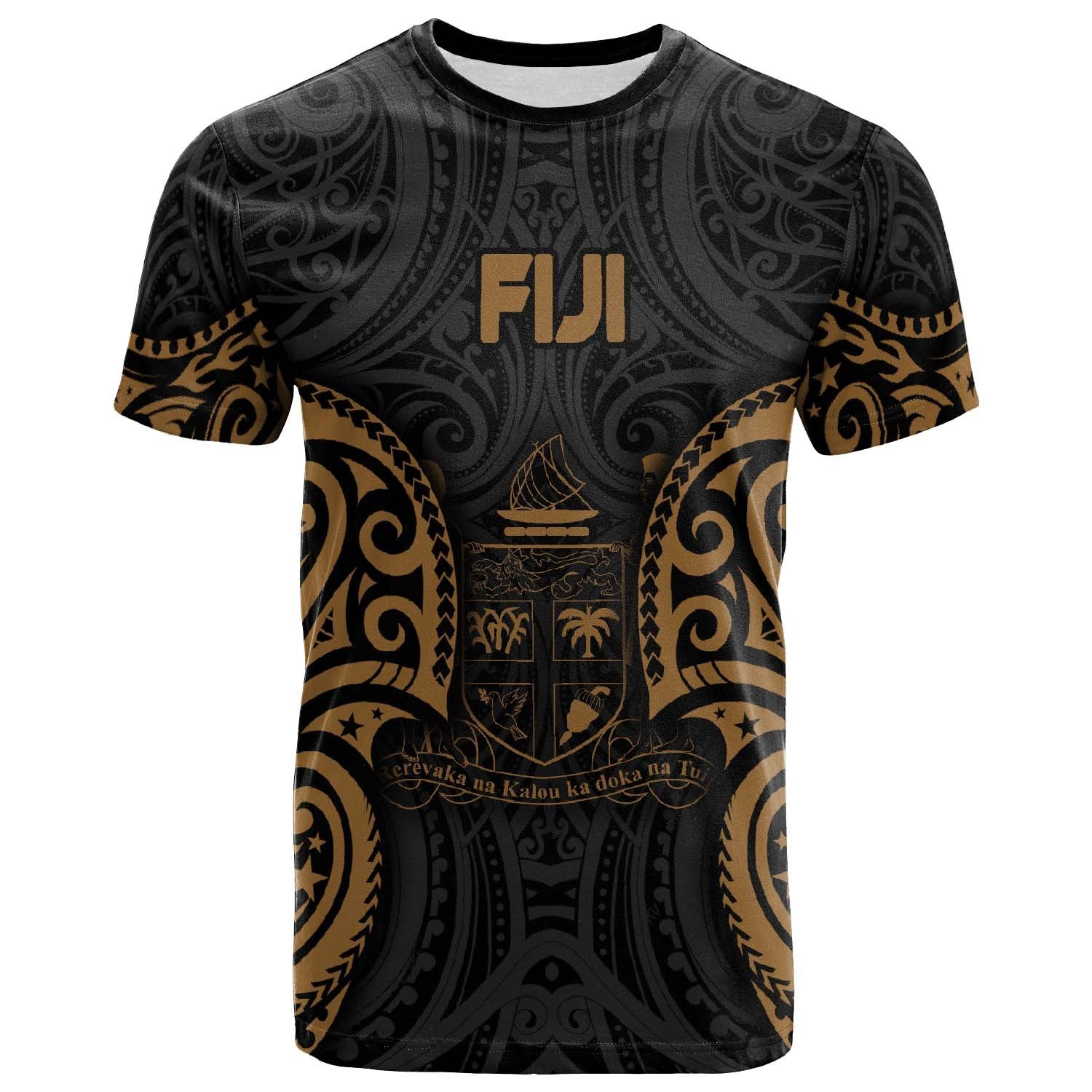 Fiji Polynesian T Shirt Fijian Spirit Gold Unisex Gold - Polynesian Pride