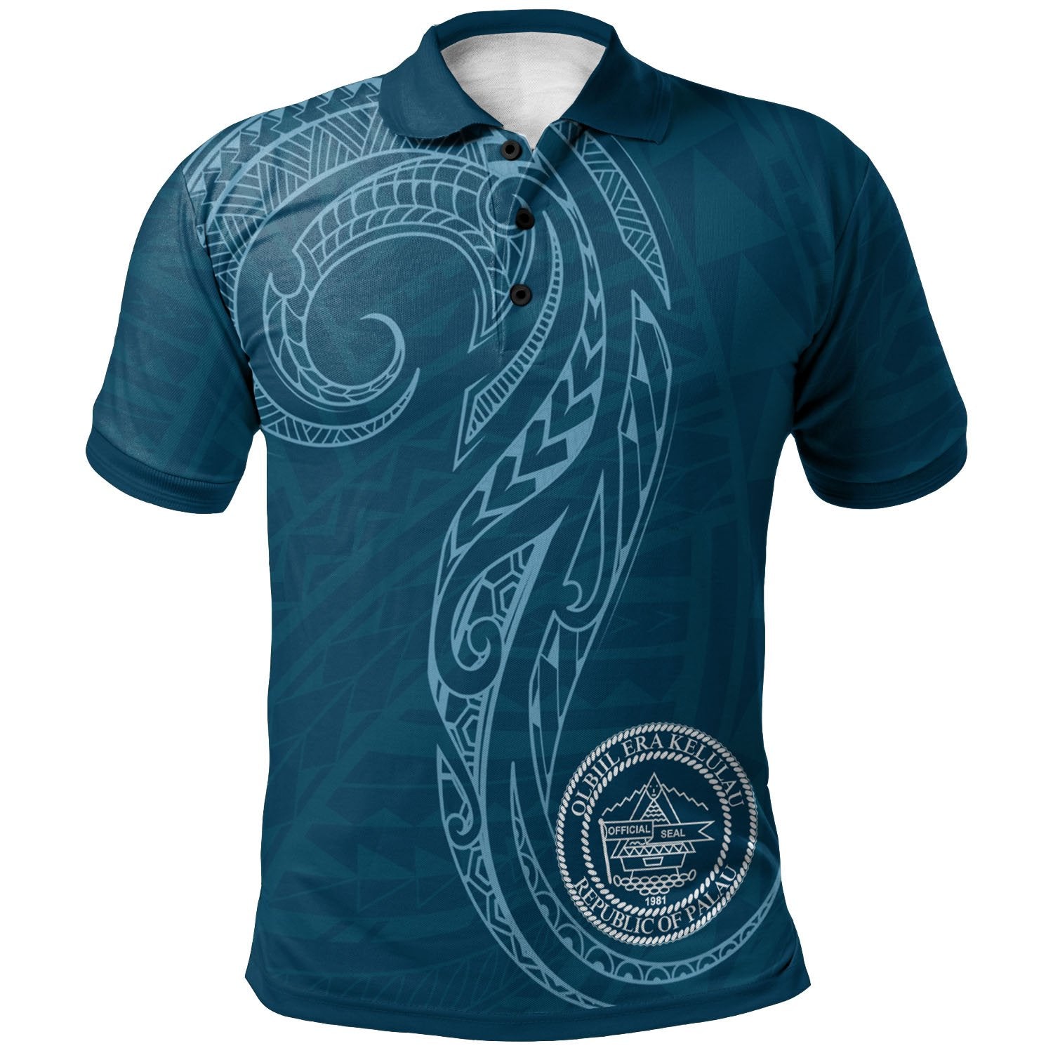 Palau Polo Shirt Polynesian Style Unisex Blue - Polynesian Pride