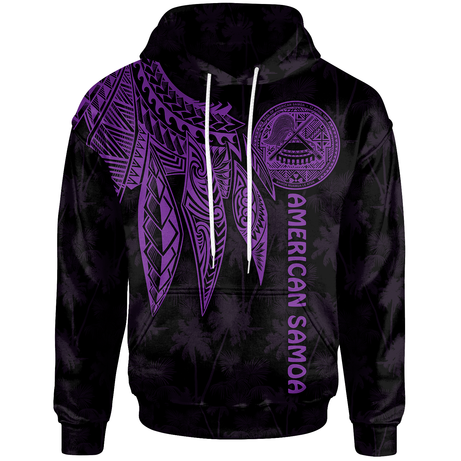 American Samoa Hoodie Polynesian Wings (Purple) Unisex Purple - Polynesian Pride