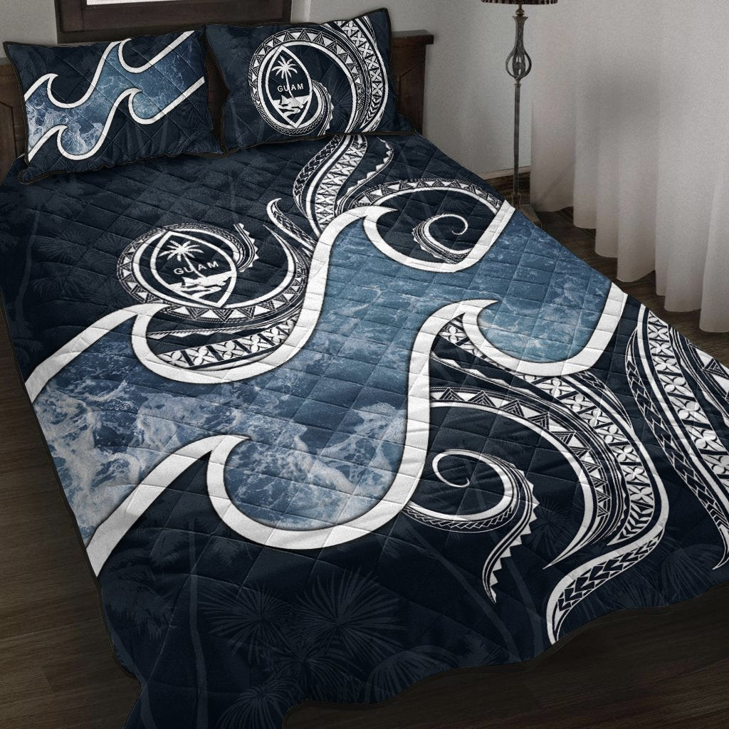 Guam Polynesian Quilt Bed Set - Ocean Style Blue - Polynesian Pride