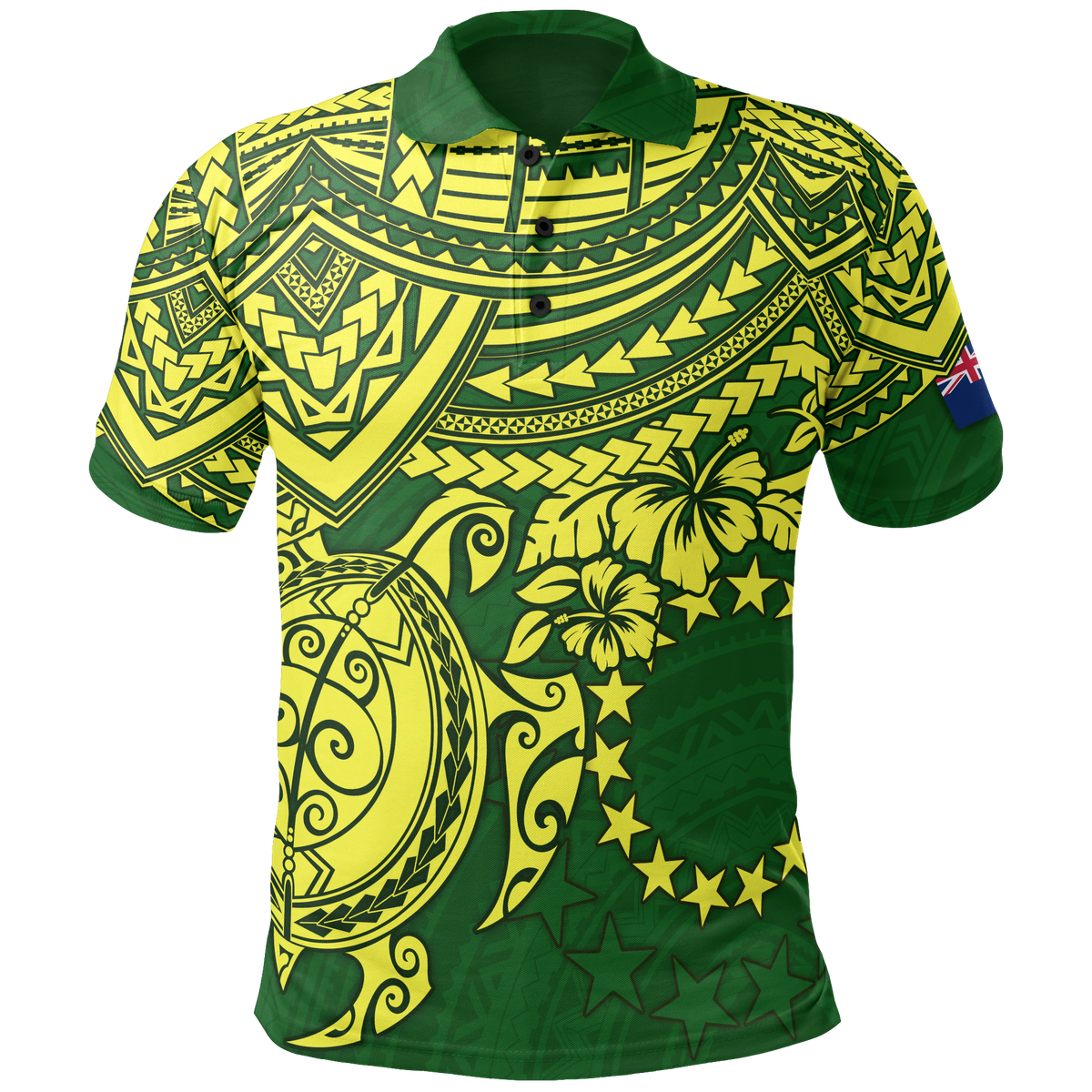 Cook Islands Polo Shirt Kuki Airani Flag Yellow Turtle Hibiscus Unisex Yellow - Polynesian Pride