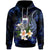 Samoa Polynesian Hoodie Turtle With Plumeria Flowers Unisex Blue - Polynesian Pride