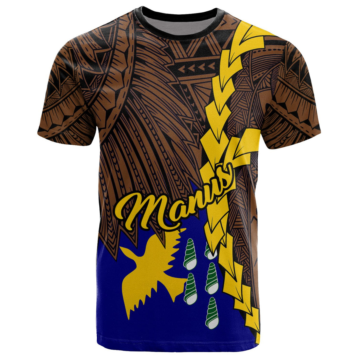 Papua New Guinea Manus Province Polynesian T Shirt Tribal Wave Tattoo Unisex Blue - Polynesian Pride