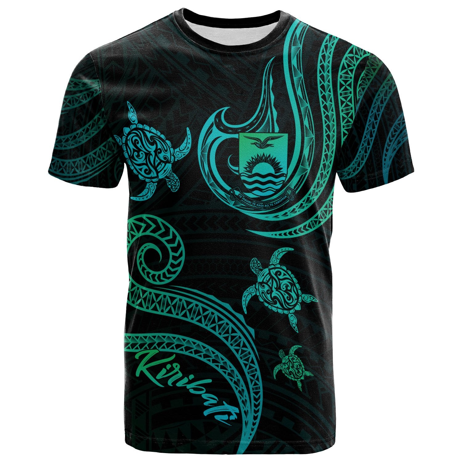 Kiribati T Shirt Polynesian Turtle With Pattern Unisex Art - Polynesian Pride
