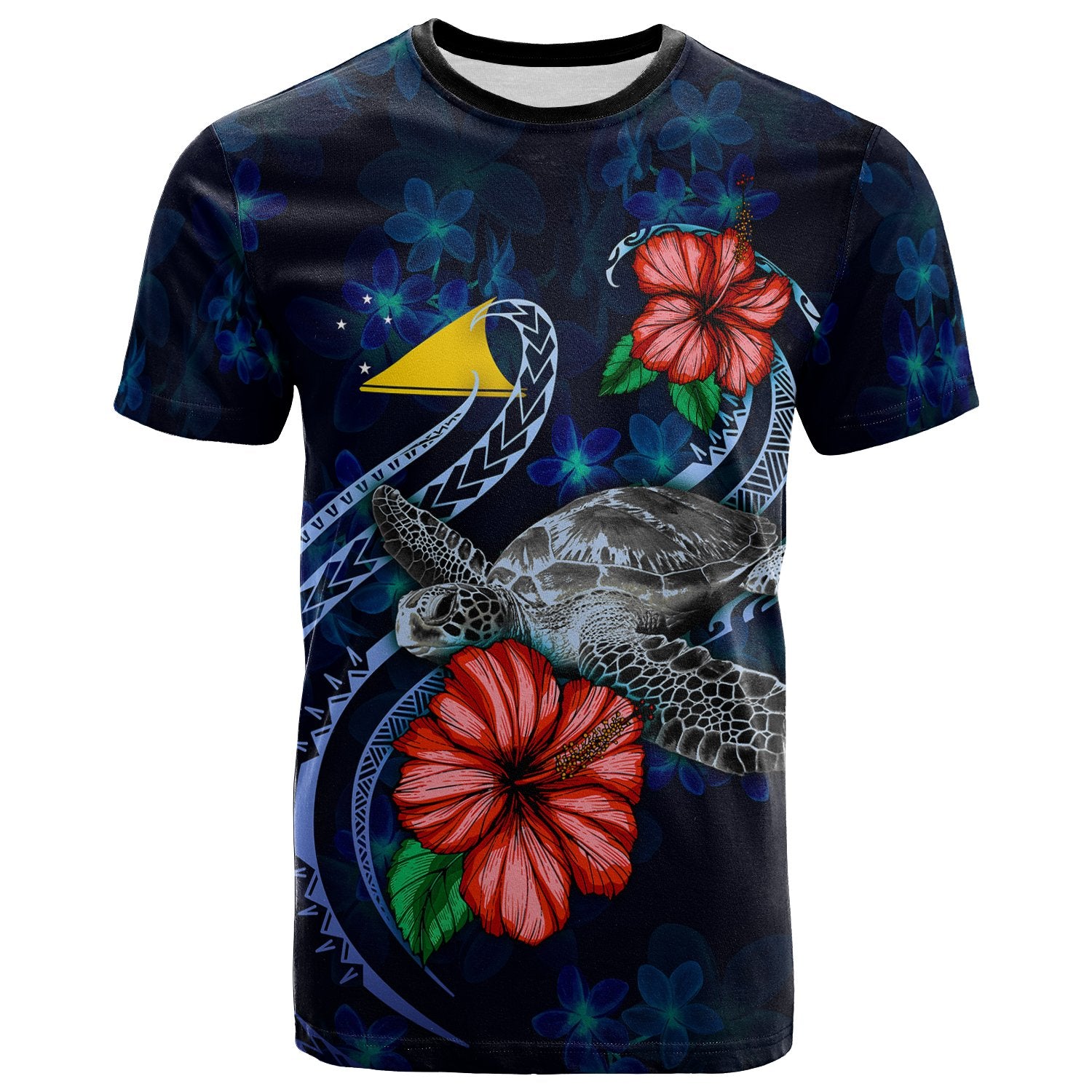 Tokelau Polynesian T Shirt Blue Turtle Hibiscus Unisex Blue - Polynesian Pride