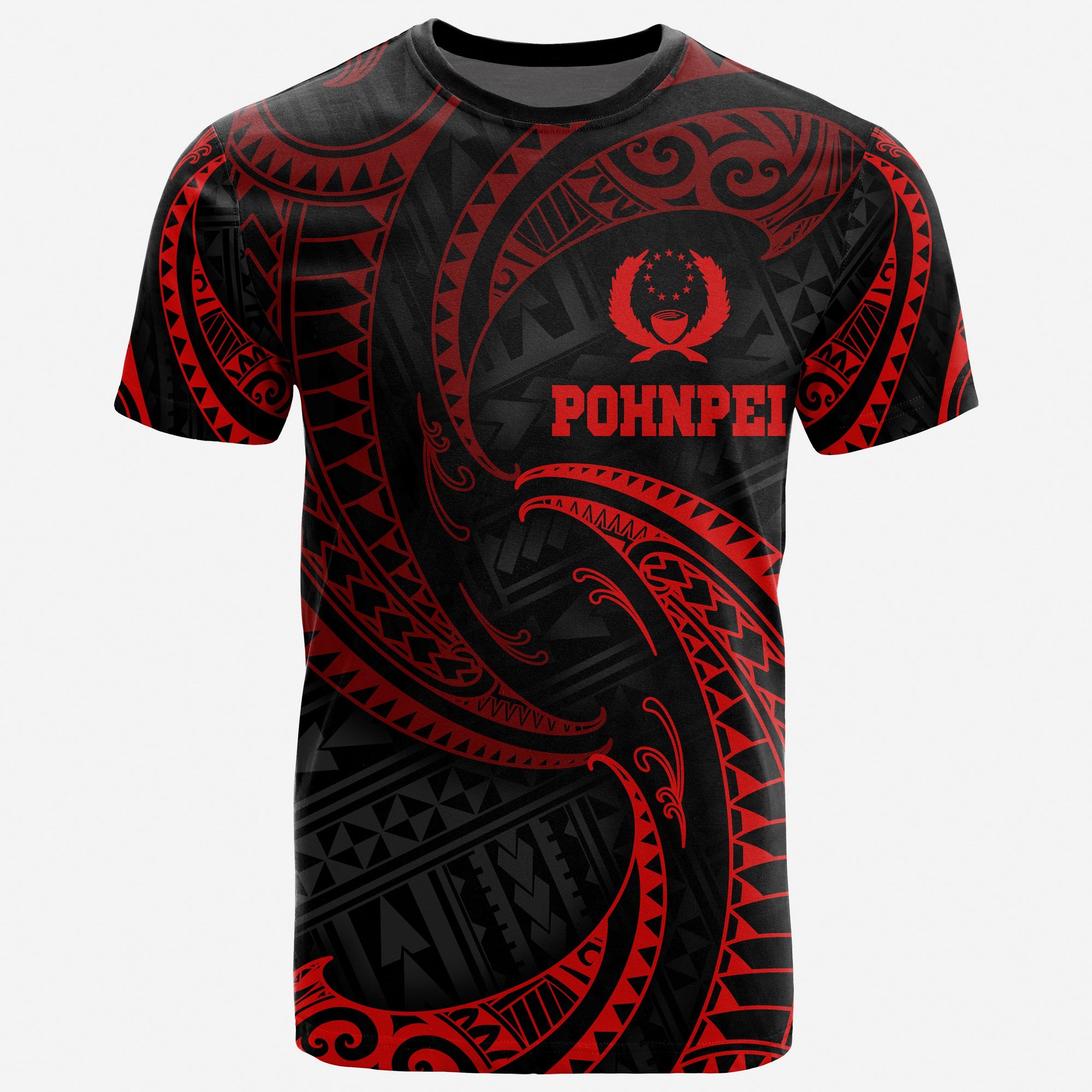 Pohnpei Micronesia T Shirt Red Tribal Wave Unisex Red - Polynesian Pride