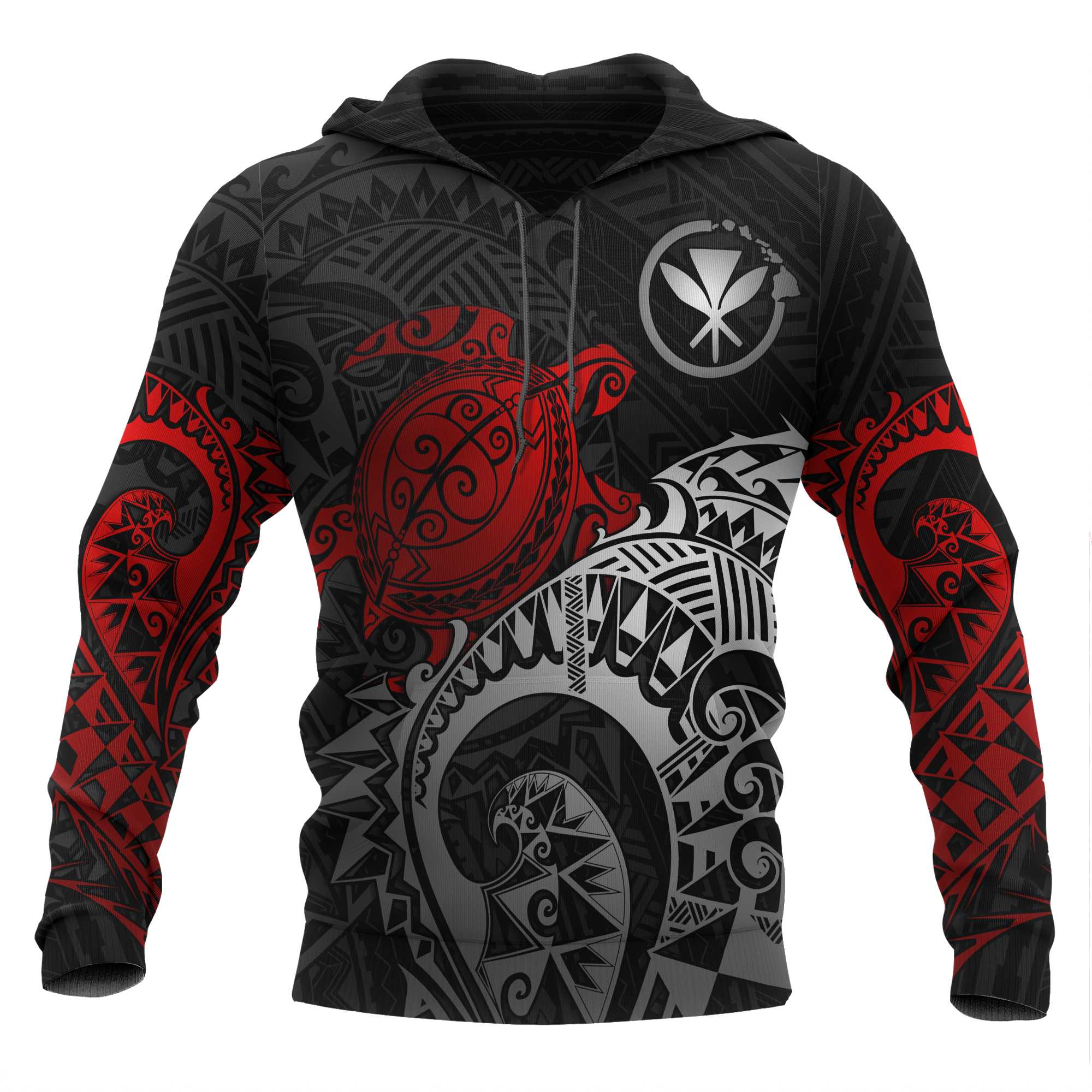 Polynesian Hawaii Hoodie Polynesian Turtle (Red) Unisex RED - Polynesian Pride