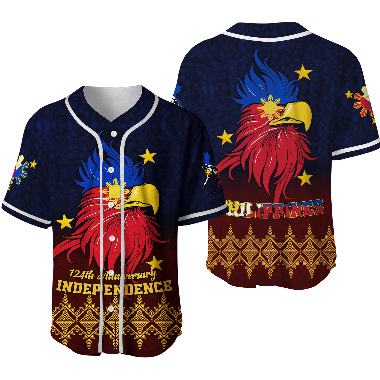 The Philippines Independence Anniversary 124th Years Baseball Jersey - LT12 Blue - Polynesian Pride