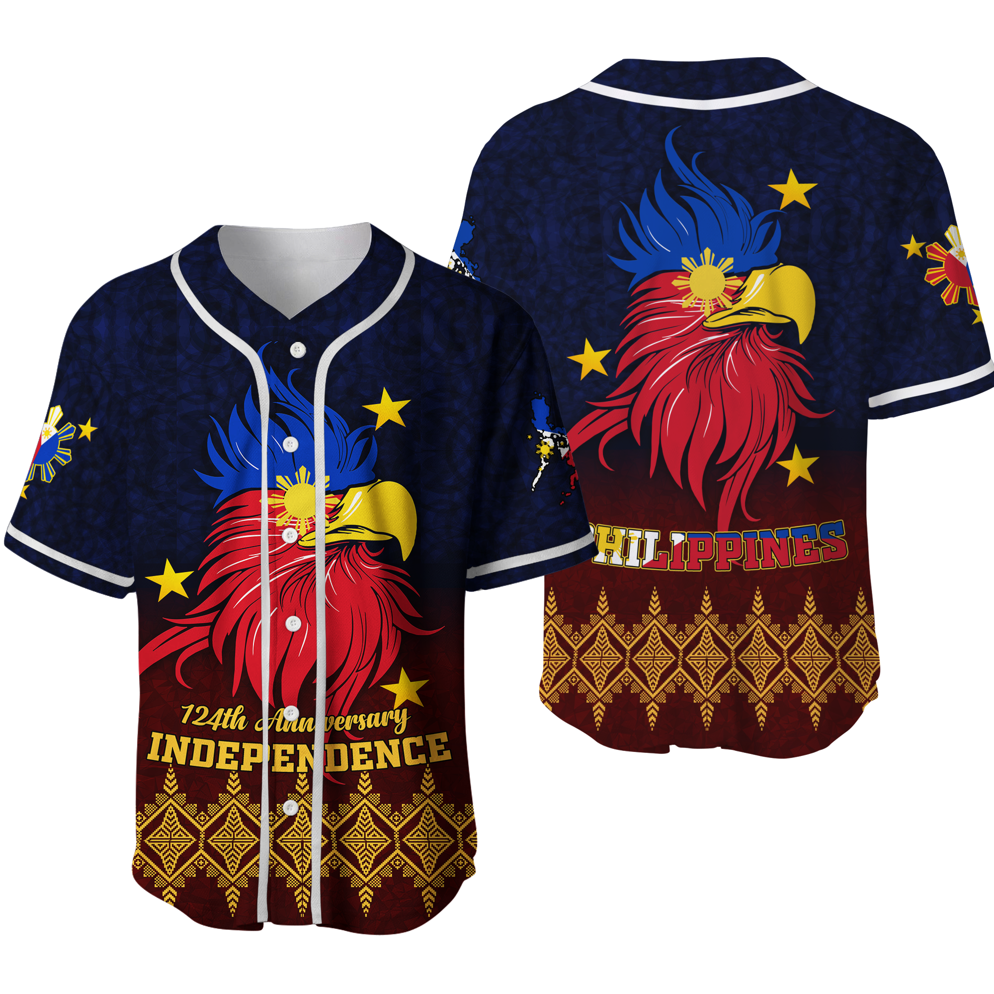 The Philippines Independence Anniversary 124th Years Baseball Jersey - LT12 Blue - Polynesian Pride