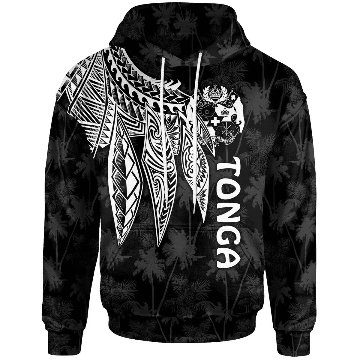 Tonga Hoodie Polynesian Wings (White) Unisex White - Polynesian Pride
