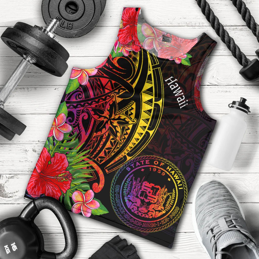 Hawaii Men's Tank Top - Tropical Hippie Style Black - Polynesian Pride