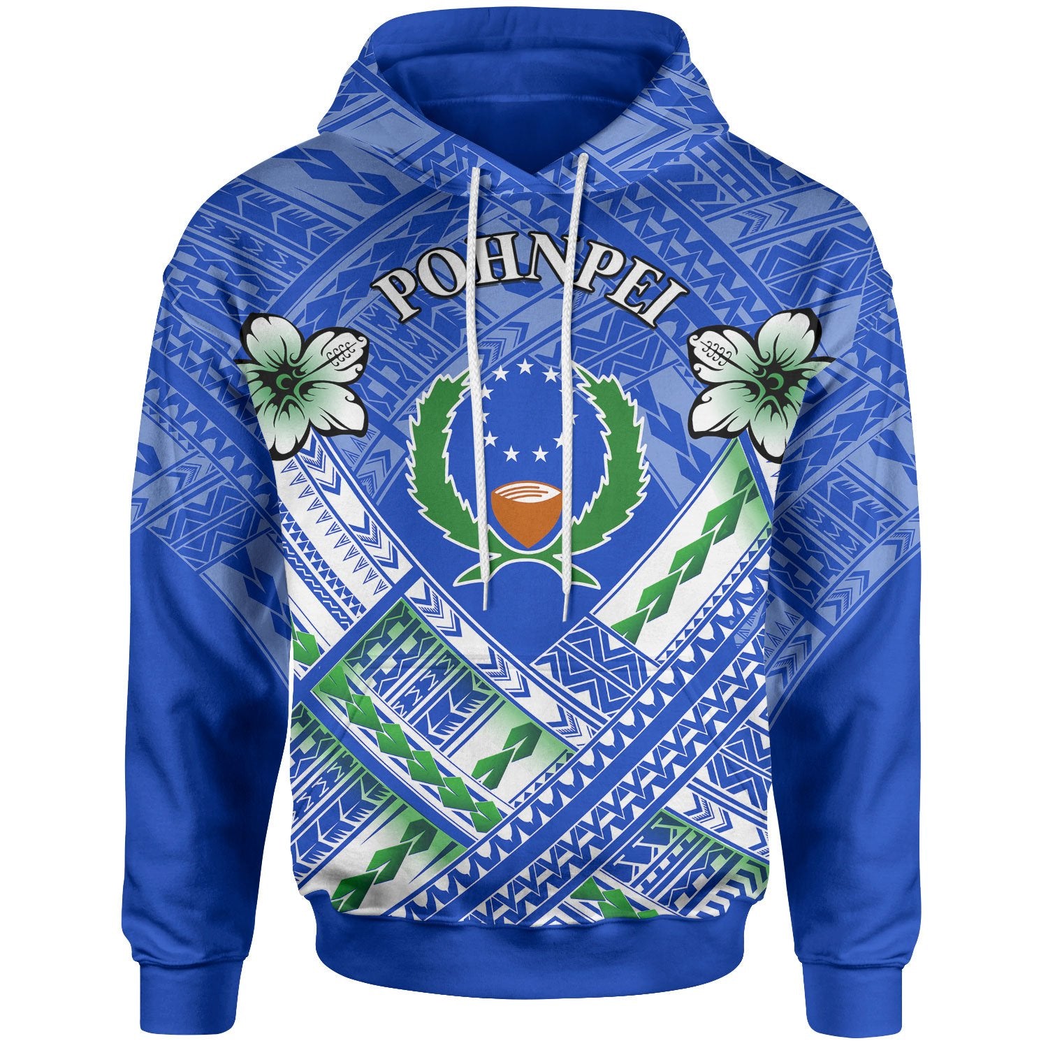 Pohnpei Polynesian Hoodie Pohnpei Flag Camisole Hibiscus Style Unisex Blue - Polynesian Pride