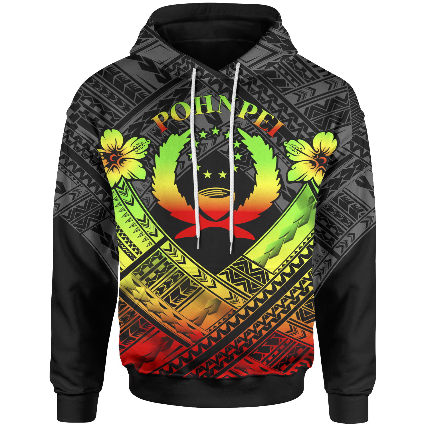 Pohnpei Polynesian Hoodie Pohnpei Reggae Seal Camisole Hibiscus Style Unisex Reggae - Polynesian Pride