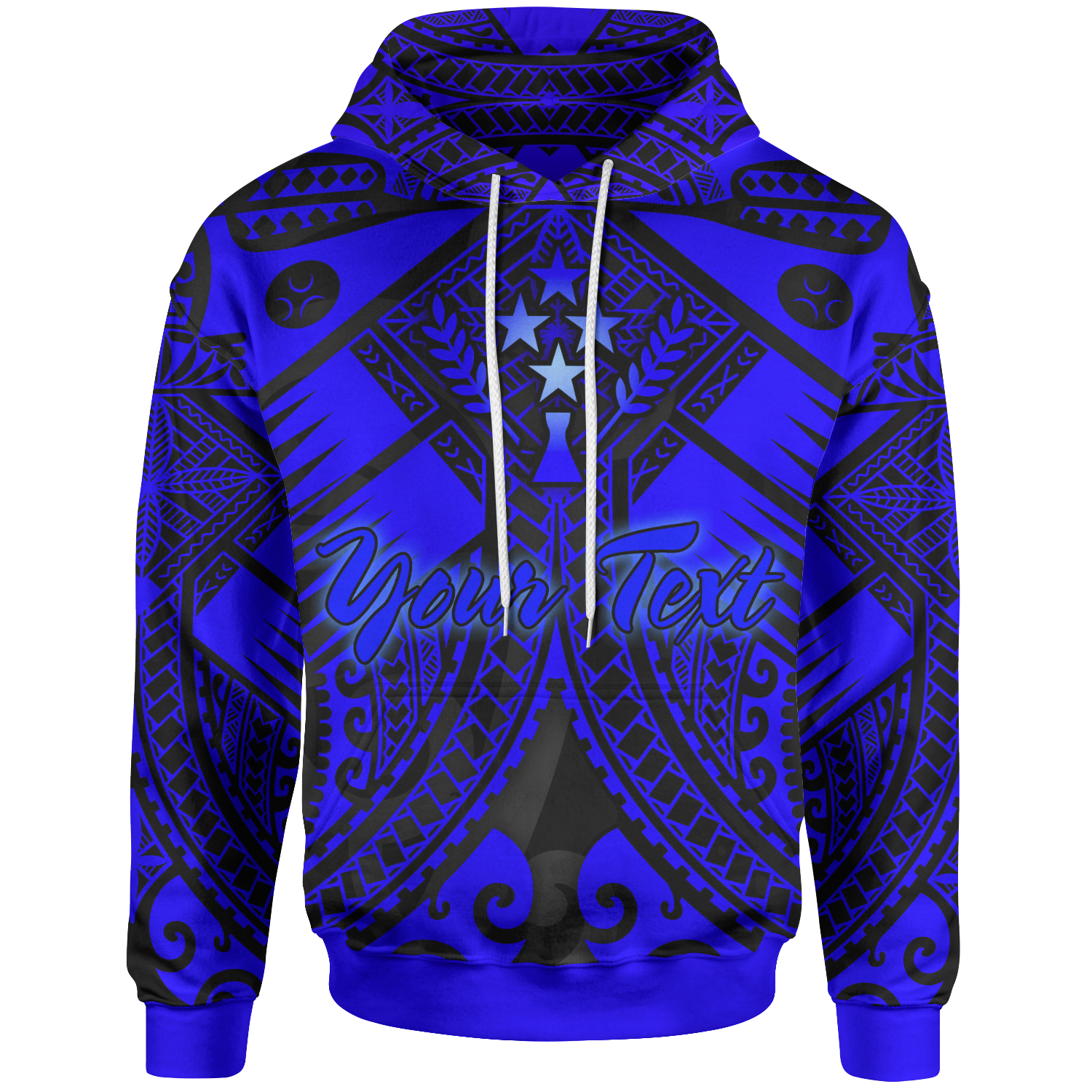 Kosrae Custom Hoodie Blue Seal with Polynesian Tattoo Unisex Blue - Polynesian Pride