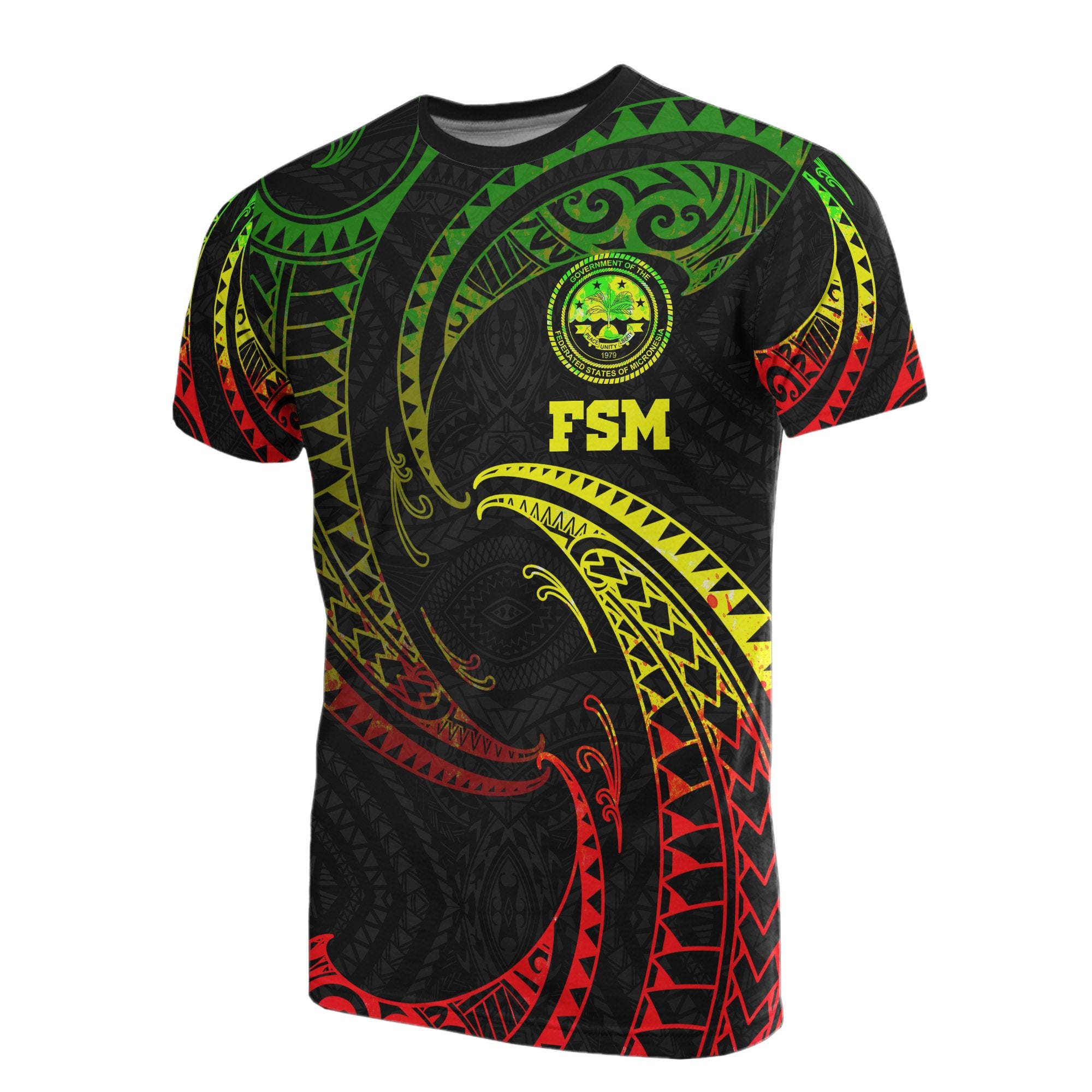 Federated States of Micronesia All Over T Shirt Reggae Tribal Wave Unisex Reggae - Polynesian Pride