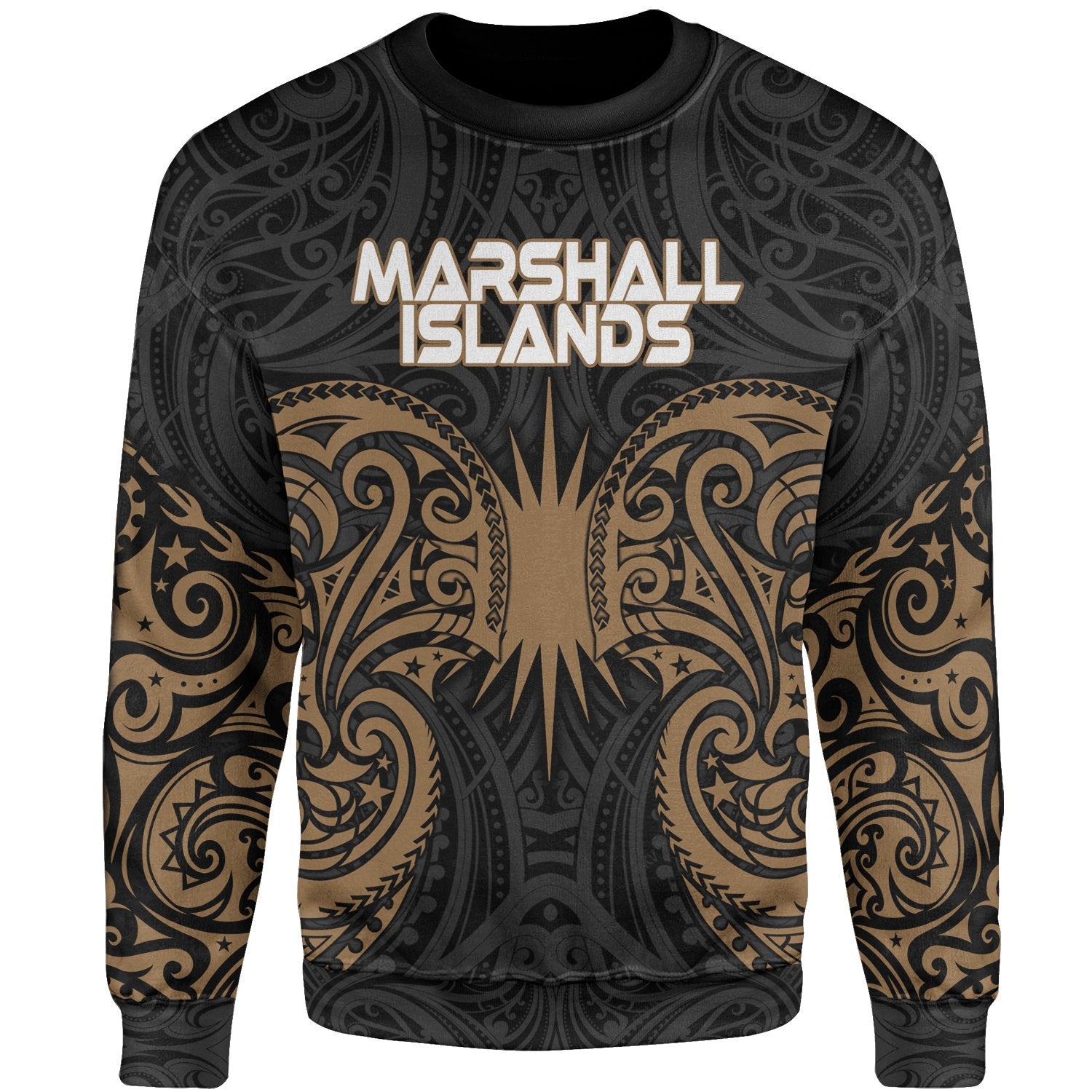 Marshall Islands Polynesian Sweater - Spirit Style Gold Unisex Gold - Polynesian Pride