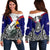 (Custom Personalised) American Samoa Off Shoulder Sweater Bald Eagle Mix Polynesian LT13 Women Blue - Polynesian Pride